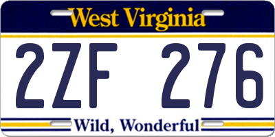WV license plate 2ZF276