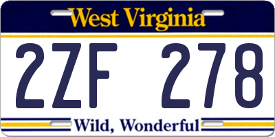 WV license plate 2ZF278