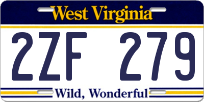 WV license plate 2ZF279