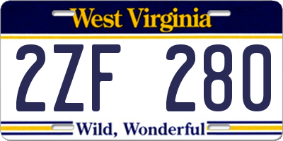 WV license plate 2ZF280