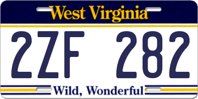 WV license plate 2ZF282