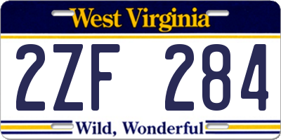 WV license plate 2ZF284