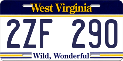 WV license plate 2ZF290