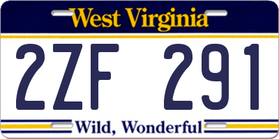 WV license plate 2ZF291