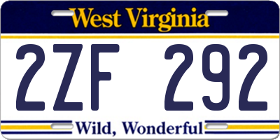 WV license plate 2ZF292