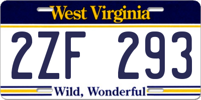 WV license plate 2ZF293
