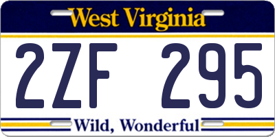 WV license plate 2ZF295