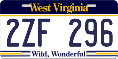 WV license plate 2ZF296