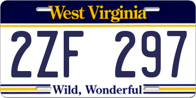 WV license plate 2ZF297