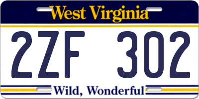 WV license plate 2ZF302