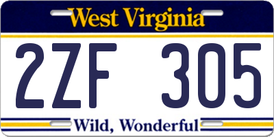 WV license plate 2ZF305