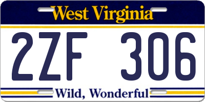 WV license plate 2ZF306