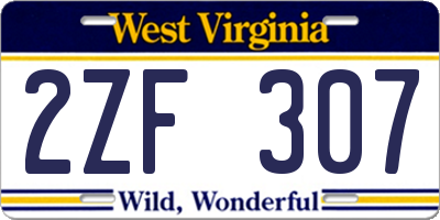 WV license plate 2ZF307