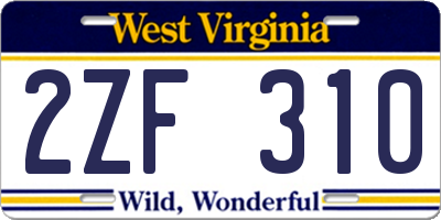 WV license plate 2ZF310