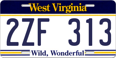 WV license plate 2ZF313
