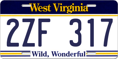 WV license plate 2ZF317