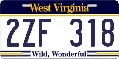 WV license plate 2ZF318