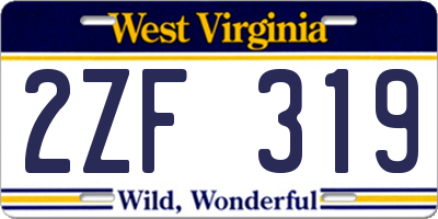 WV license plate 2ZF319
