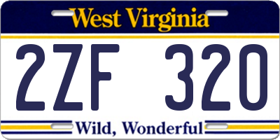 WV license plate 2ZF320