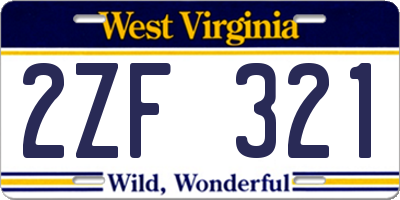 WV license plate 2ZF321