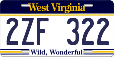 WV license plate 2ZF322