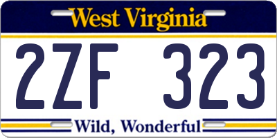 WV license plate 2ZF323
