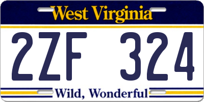 WV license plate 2ZF324
