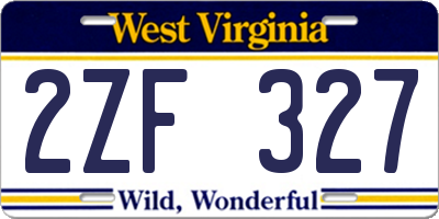 WV license plate 2ZF327