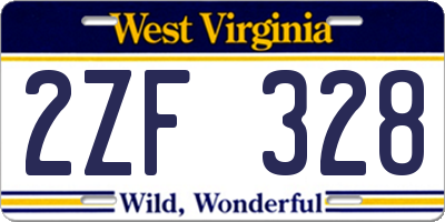 WV license plate 2ZF328