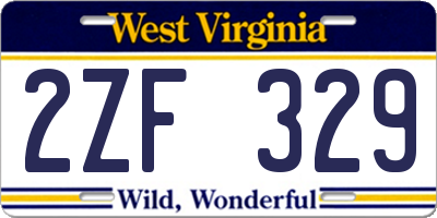 WV license plate 2ZF329