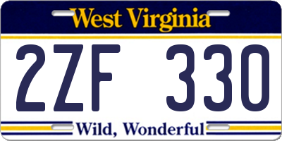 WV license plate 2ZF330