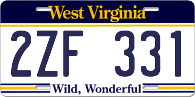 WV license plate 2ZF331