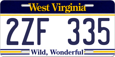 WV license plate 2ZF335