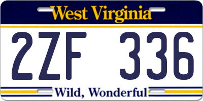 WV license plate 2ZF336