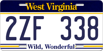 WV license plate 2ZF338