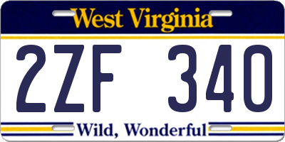 WV license plate 2ZF340
