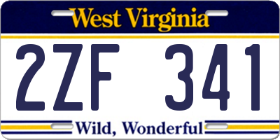 WV license plate 2ZF341