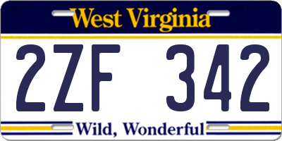 WV license plate 2ZF342