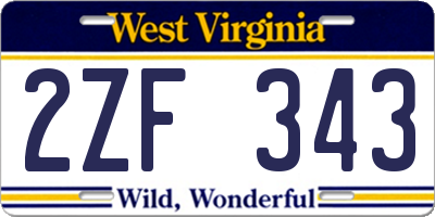 WV license plate 2ZF343