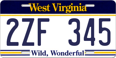 WV license plate 2ZF345