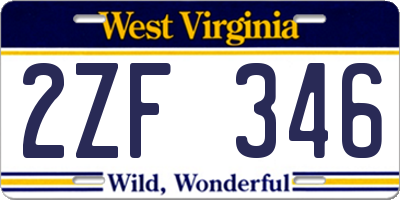 WV license plate 2ZF346