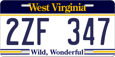 WV license plate 2ZF347
