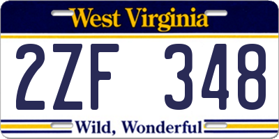 WV license plate 2ZF348