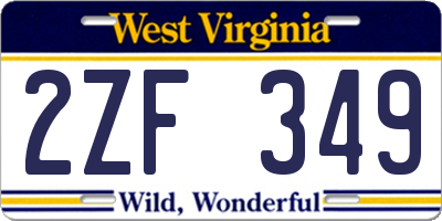 WV license plate 2ZF349
