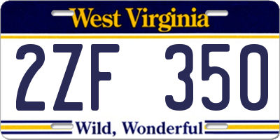 WV license plate 2ZF350