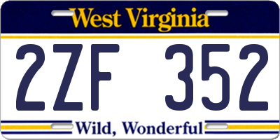 WV license plate 2ZF352