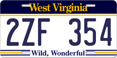 WV license plate 2ZF354