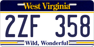WV license plate 2ZF358