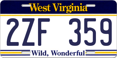 WV license plate 2ZF359