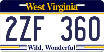 WV license plate 2ZF360